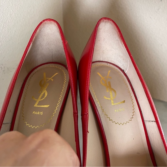 YSL CANDY APPLE RED PLATFORM 6 INCH HEELS SIZE 38.5 - Picture 9 of 15